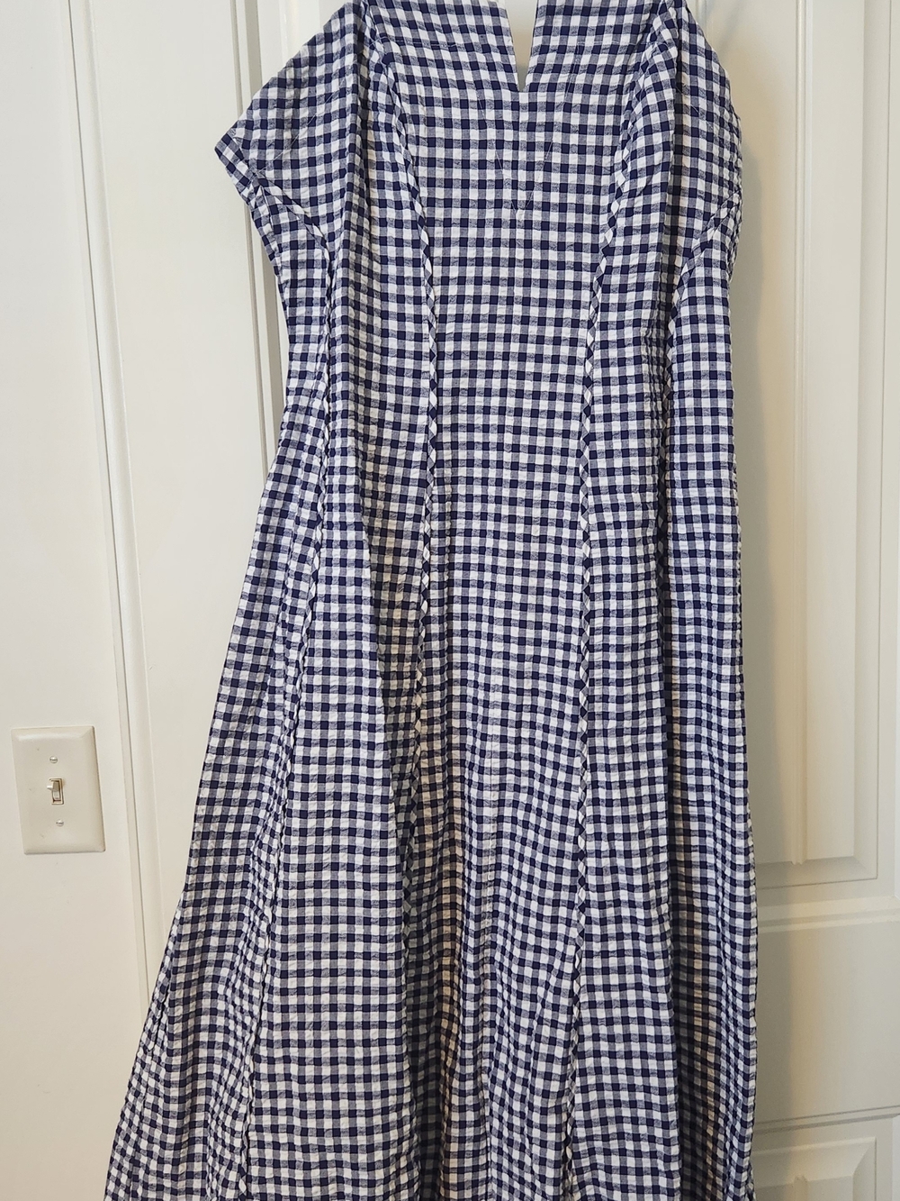 Blue Gingham Spaghetti Strap Mid Length Dress - Picture 2 of 6